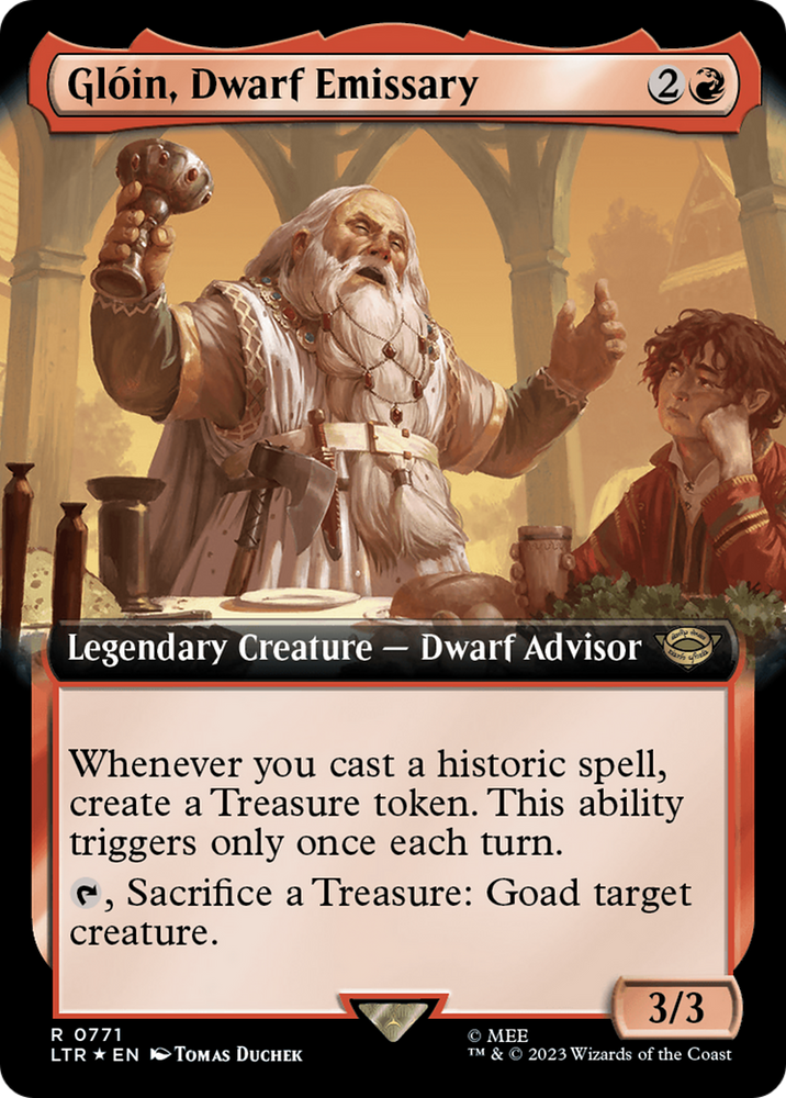 Gloin, Dwarf Emissary (Extended Art) (Surge Foil) [The Lord of the Rings: Tales of Middle-Earth] Magic: The Gathering