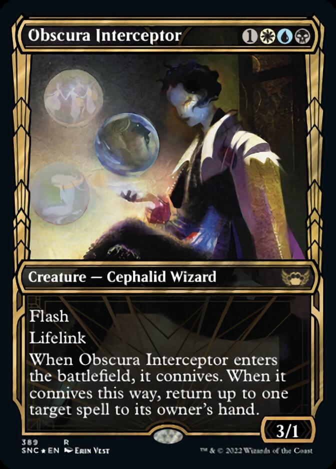 Obscura Interceptor (Showcase Golden Age Gilded Foil) [Streets of New Capenna] Magic: The Gathering