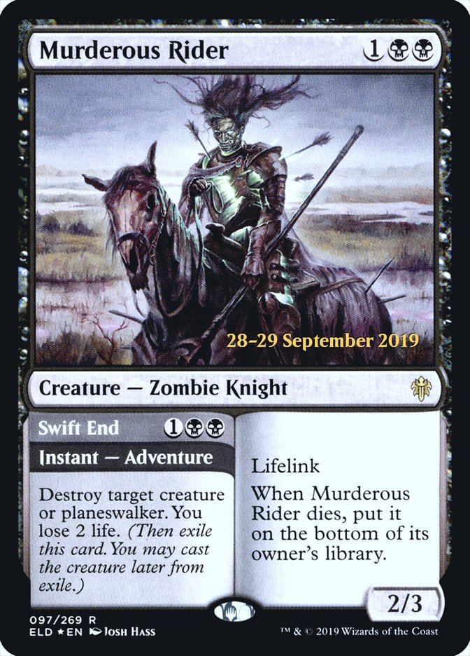 Murderous Rider // Swift End [Throne of Eldraine Prerelease Promos] Magic: The Gathering