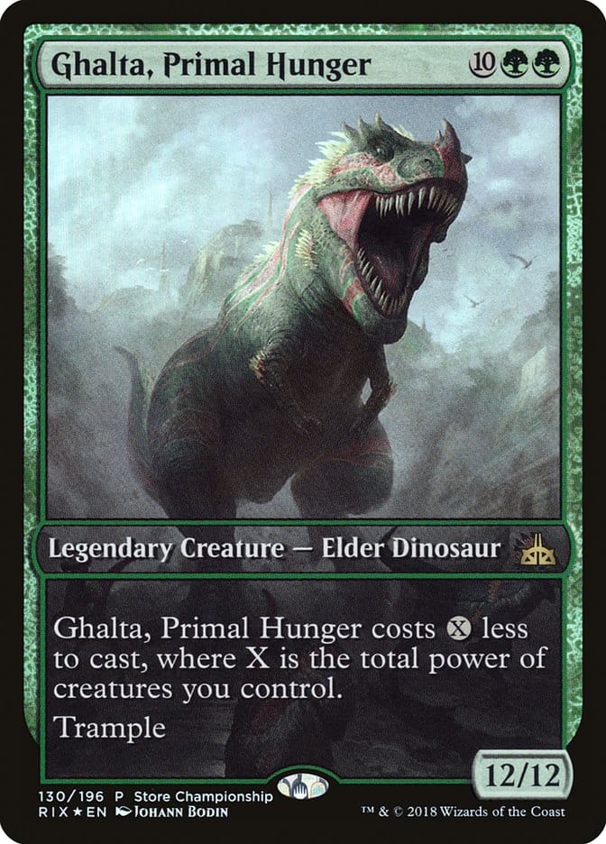 Ghalta, Primal Hunger (Store Championship) (Full Art) [Rivals of Ixalan Promos] Magic: The Gathering