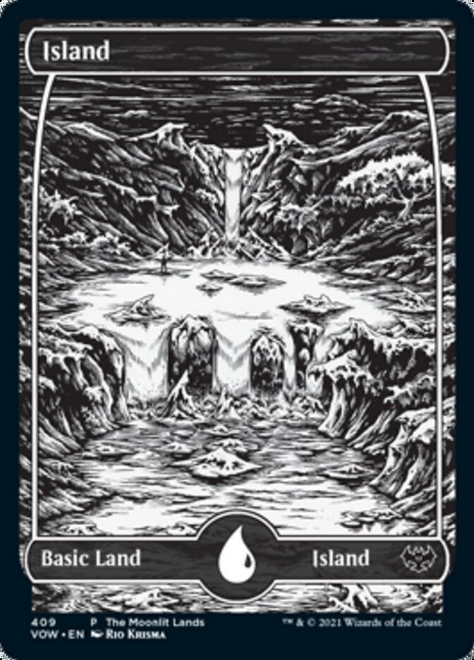 Island (The Moonlit Lands) (Foil Etched) [Innistrad: Crimson Vow Promos] Magic: The Gathering