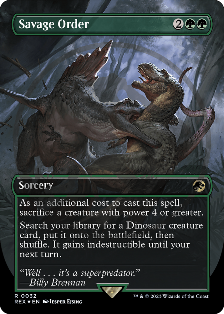 Savage Order (Emblem) (Borderless) [Jurassic World Collection Tokens] Magic: The Gathering