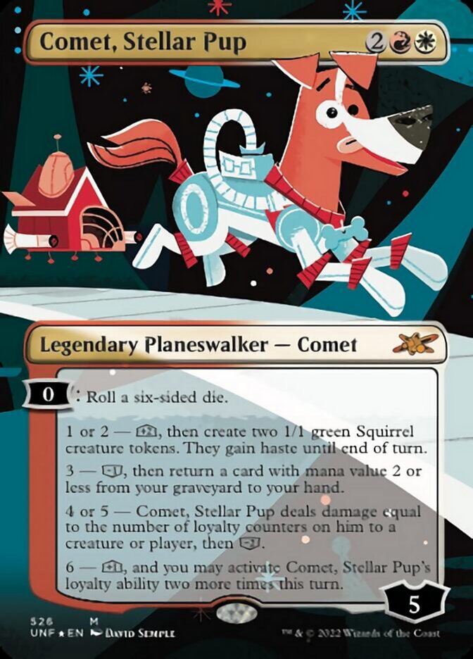 Comet, Stellar Pup (Borderless) (Galaxy Foil) [Unfinity] Magic: The Gathering