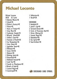 1996 Michael Loconto Decklist Card [World Championship Decks] Magic: The Gathering