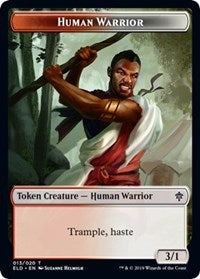 Human Warrior // Food (15) Double-Sided Token [Throne of Eldraine Tokens] Magic: The Gathering