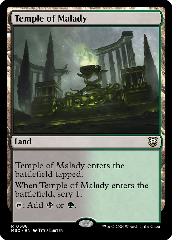 Temple of Malady (Ripple Foil) [Modern Horizons 3 Commander] Magic: The Gathering