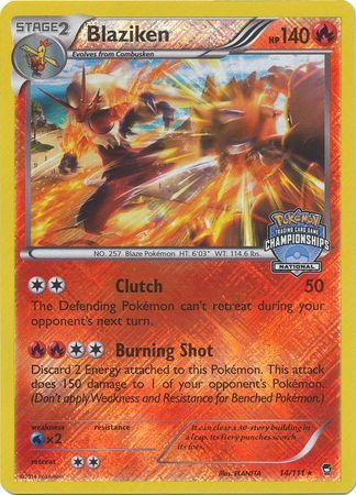 Blaziken (14/111) (National Championship Promo) [XY: Furious Fists] Pokémon