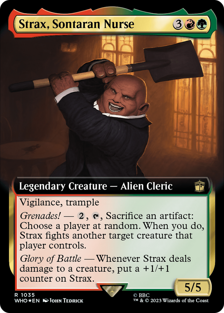 Strax, Sontaran Nurse (Extended Art) (Surge Foil) [Doctor Who] Magic: The Gathering