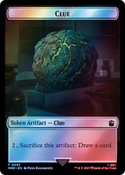 Warrior // Clue (0053) Double-Sided Token (Surge Foil) [Doctor Who Tokens] Magic: The Gathering
