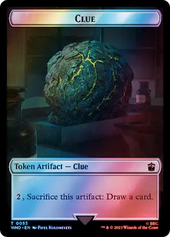 Alien Angel // Clue (0051) Double-Sided Token (Surge Foil) [Doctor Who Tokens] Magic: The Gathering