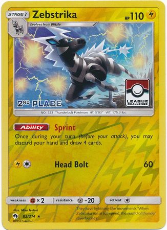 Zebstrika (82/214) (League Promo 2nd Place) [Sun & Moon: Lost Thunder] Pokémon