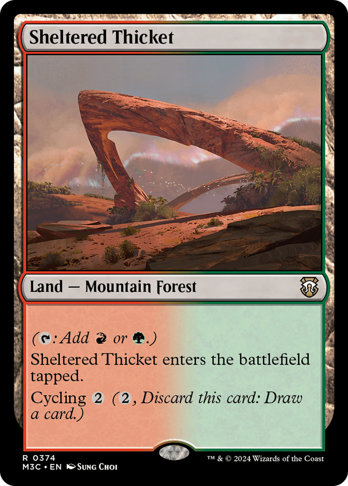 Sheltered Thicket (Ripple Foil) [Modern Horizons 3 Commander] Magic: The Gathering