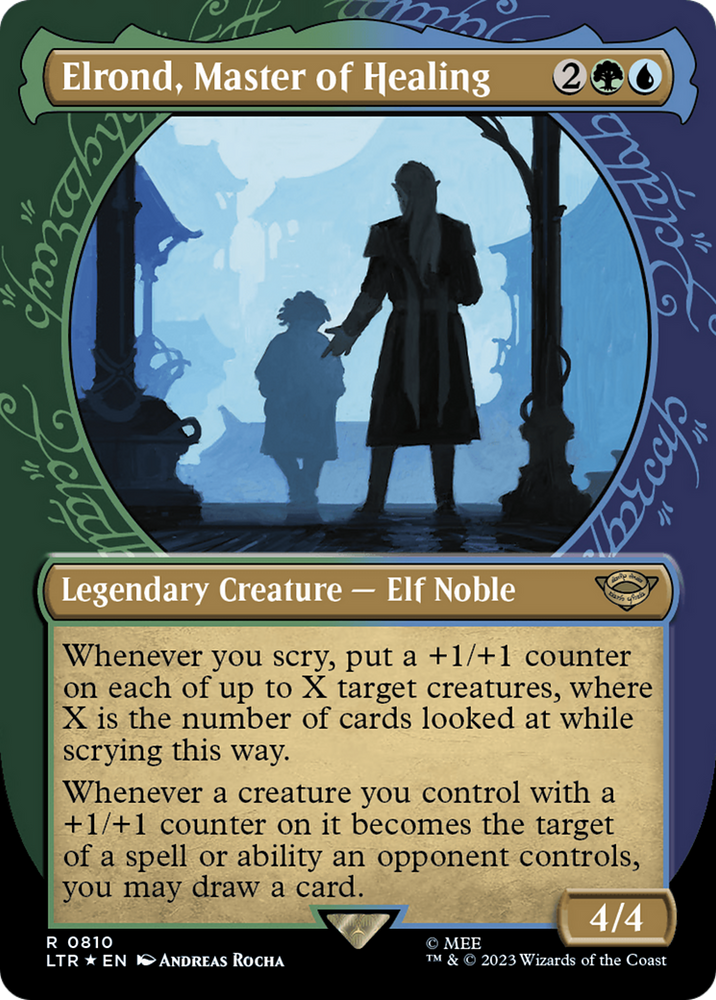 Elrond, Master of Healing (Showcase) (Surge Foil) [The Lord of the Rings: Tales of Middle-Earth] Magic: The Gathering