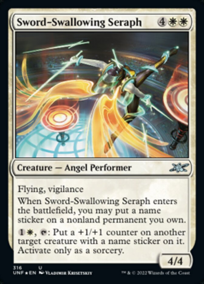 Sword-Swallowing Seraph (Galaxy Foil) [Unfinity] Magic: The Gathering