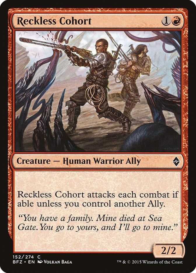 Reckless Cohort [Battle for Zendikar] Magic: The Gathering