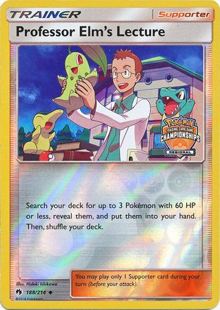 Professor Elm's Lecture (188/214) (Regional Championship Promo) [Sun & Moon: Lost Thunder] Pokémon
