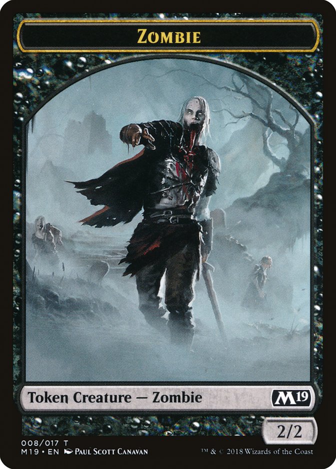 Knight // Zombie Double-Sided Token (Game Night) [Core Set 2019 Tokens] Magic: The Gathering