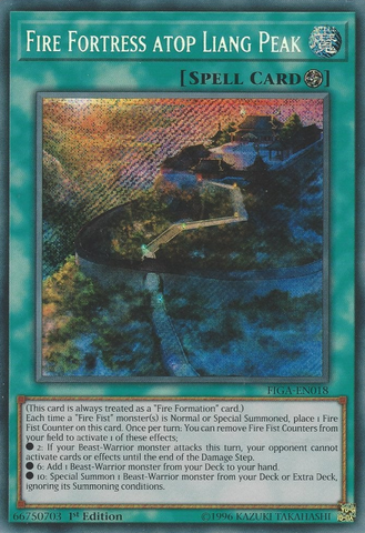 Fire Fortress atop Liang Peak [FIGA-EN018] Secret Rare - Yugioh Cards For Your TCG Needs!