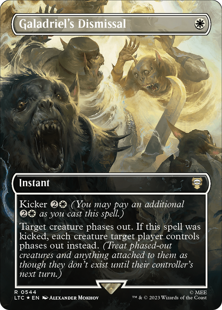 Galadriel's Dismissal (Borderless) (Surge Foil) [The Lord of the Rings: Tales of Middle-Earth Commander] Magic: The Gathering