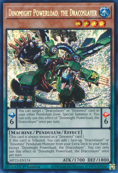 Dinomight Powerload, the Dracoslayer [MP23-EN174] Prismatic Secret Rare - Yugioh Cards For Your TCG Needs!