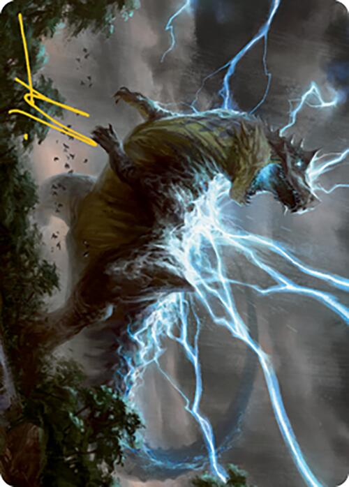 Thrasta, Tempest's Roar Art Card (41) (Gold-Stamped Signature) [Modern Horizons 2 Art Series] Magic: The Gathering