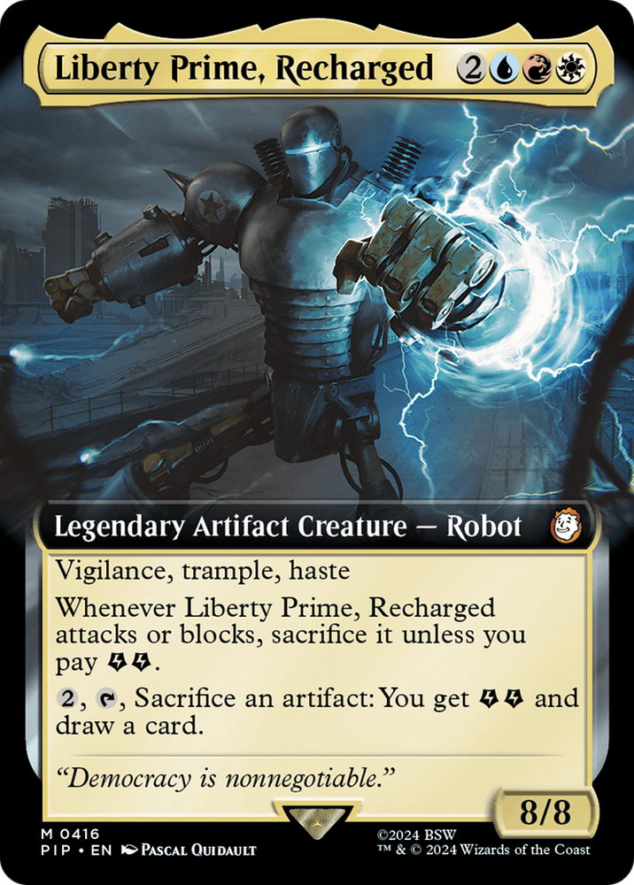 Liberty Prime, Recharged (Extended Art) [Fallout] Magic: The Gathering