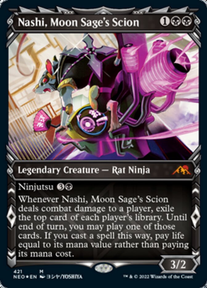 Nashi, Moon Sage's Scion (Showcase) (Foil Etched) [Kamigawa: Neon Dynasty] Magic: The Gathering