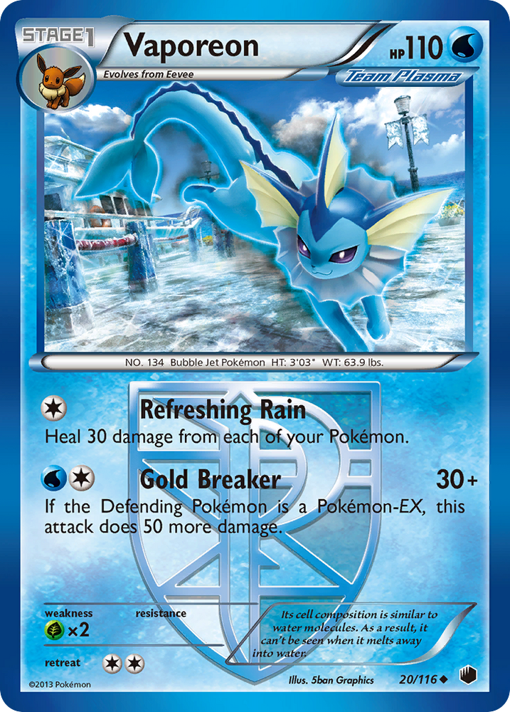 Vaporeon (20/116) [Black & White: Plasma Freeze] Pokémon