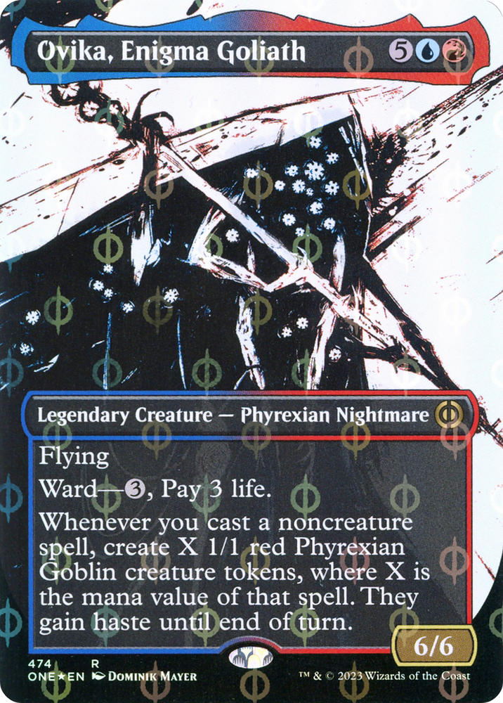 Ovika, Enigma Goliath (Borderless Ichor Step-and-Compleat Foil) [Phyrexia: All Will Be One] Magic: The Gathering