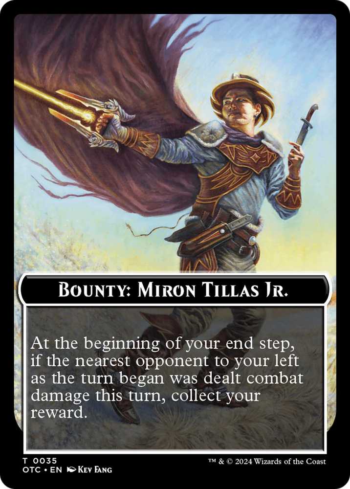 Bounty: Miron Tillas Jr. // Bounty Rules Double-Sided Token [Outlaws of Thunder Junction Commander Tokens] Magic: The Gathering