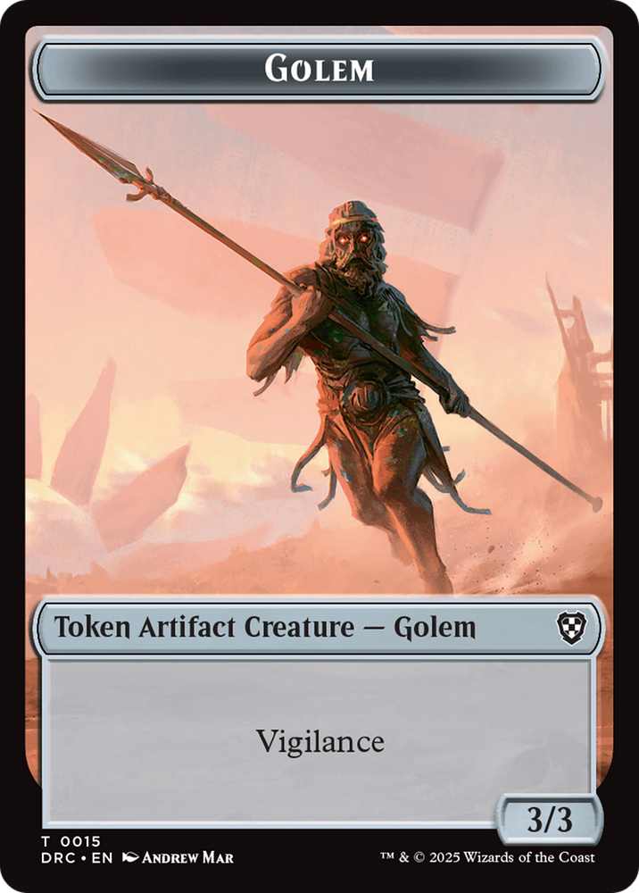 Golem (0015) // Thopter (0009) Double-Sided Token [Aetherdrift Commander Tokens] Magic: The Gathering