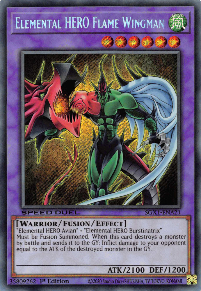Elemental HERO Flame Wingman [SGX1-ENA21] Secret Rare - Yugioh Cards For Your TCG Needs!