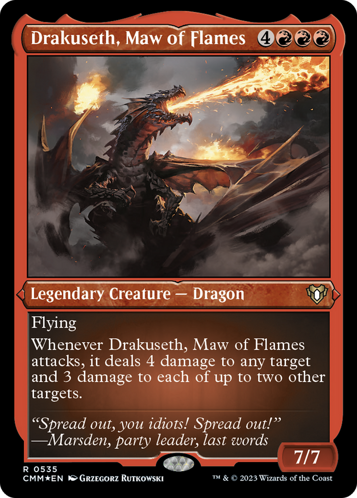 Drakuseth, Maw of Flames (Foil Etched) [Commander Masters] Magic: The Gathering