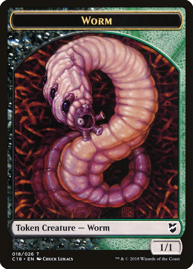 Cat Warrior // Worm Double-Sided Token [Commander 2018 Tokens] Magic: The Gathering