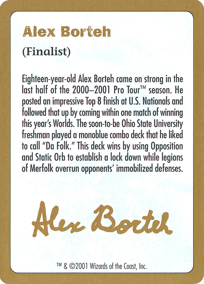 Alex Borteh Bio [World Championship Decks 2001] Magic: The Gathering