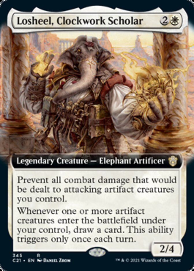 Losheel, Clockwork Scholar (Extended Art) [Commander 2021] Magic: The Gathering