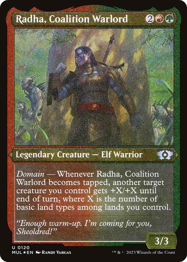 Radha, Coalition Warlord (Foil Etched) [Multiverse Legends] Magic: The Gathering