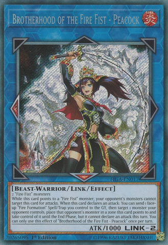 Brotherhood of the Fire Fist - Peacock [FIGA-EN017] Secret Rare - Yugioh Cards For Your TCG Needs!
