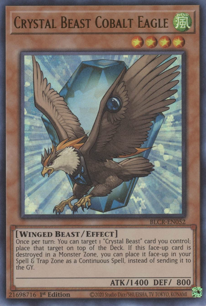 Crystal Beast Cobalt Eagle [BLCR-EN052] Ultra Rare - Yugioh Cards For Your TCG Needs!