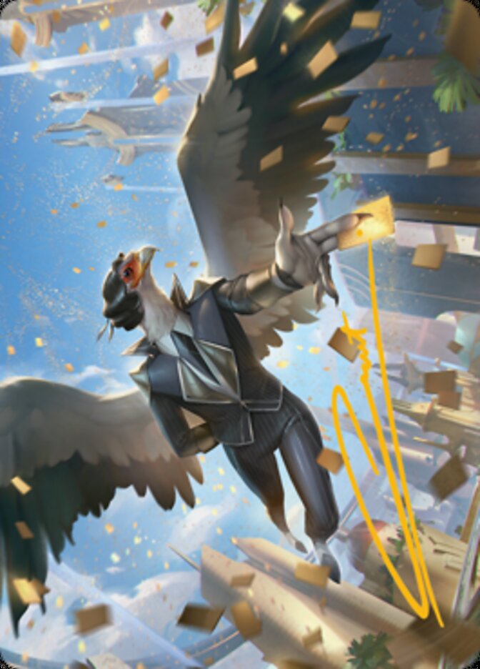 Skyboon Evangelist Art Card (Gold-Stamped Signature) [Streets of New Capenna Art Series] Magic: The Gathering