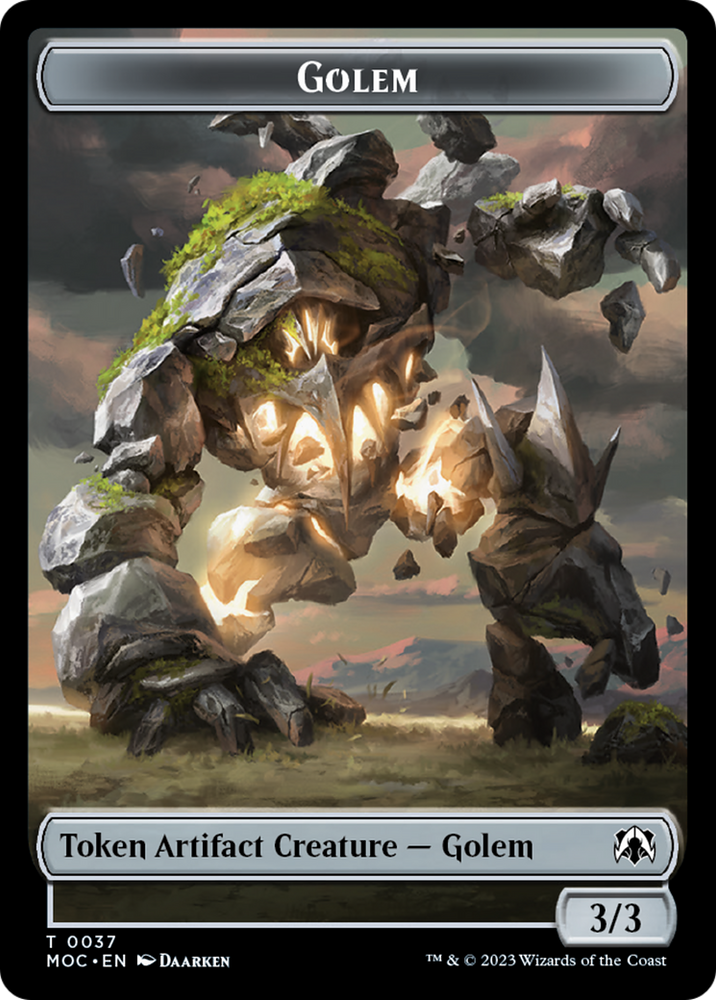 Golem // Clue Double-Sided Token [March of the Machine Commander Tokens] Magic: The Gathering