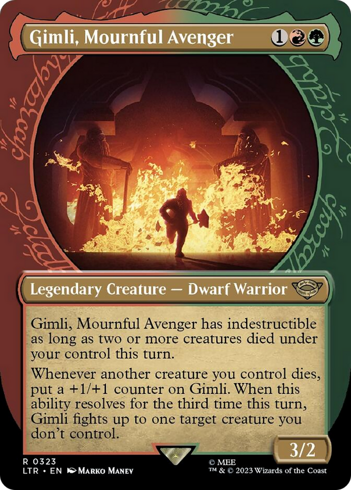 Gimli, Mournful Avenger (Showcase Ring Frame) [The Lord of the Rings: Tales of Middle-Earth] Magic: The Gathering