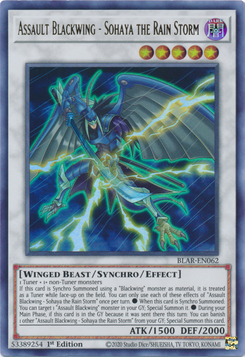 Assault Blackwing - Sohaya the Rain Storm [BLAR-EN062] Ultra Rare - Yugioh Cards For Your TCG Needs!