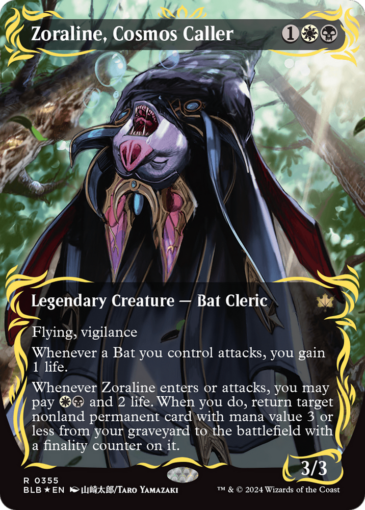 Zoraline, Cosmos Caller (Borderless) (Raised Foil) [Bloomburrow] Magic: The Gathering