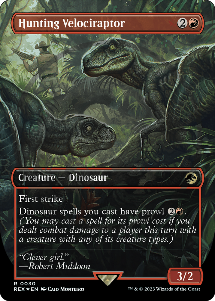 Hunting Velociraptor (Emblem) (Borderless) [Jurassic World Collection Tokens] Magic: The Gathering