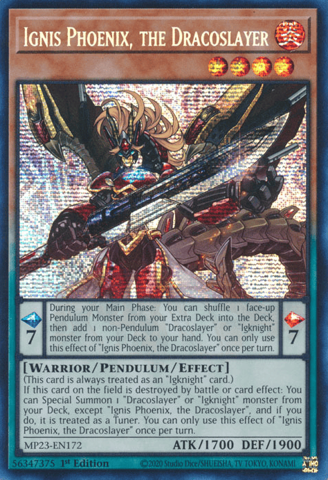 Ignis Phoenix, the Dracoslayer [MP23-EN172] Prismatic Secret Rare - Yugioh Cards For Your TCG Needs!