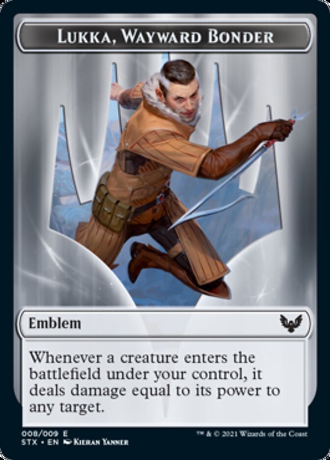 Lukka, Wayward Bonder Emblem [Strixhaven: School of Mages Tokens] Magic: The Gathering