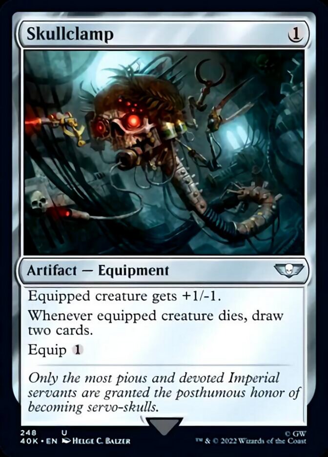 Skullclamp (Surge Foil) [Warhammer 40,000] Magic: The Gathering