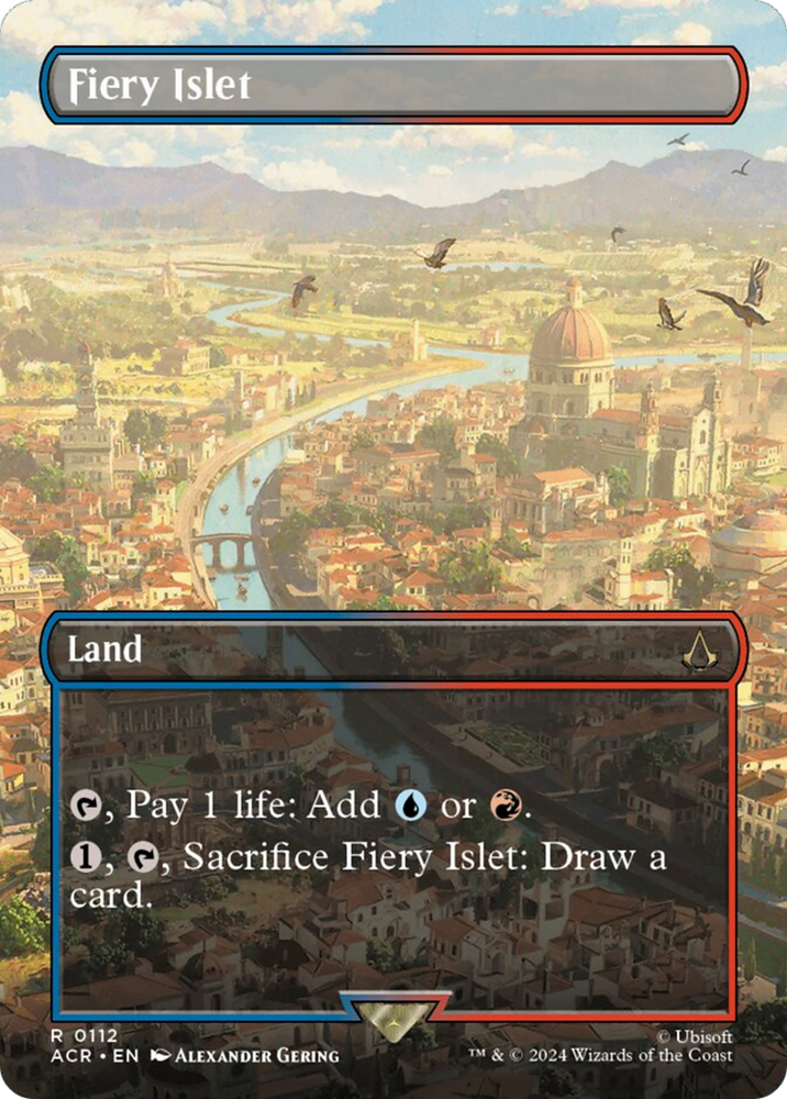 Fiery Islet (Borderless) [Assassin's Creed] Magic: The Gathering
