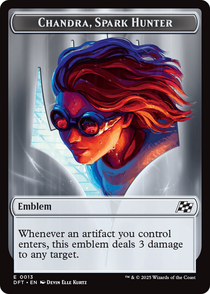 Emblem - Chandra, Spark Hunter // Vehicle Double-Sided Token [Aetherdrift Tokens] Magic: The Gathering